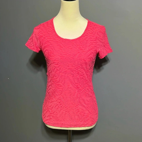 Chelsea & Theodore hot pink polyester and spandex size XS short sleeve top - Picture 1 of 7